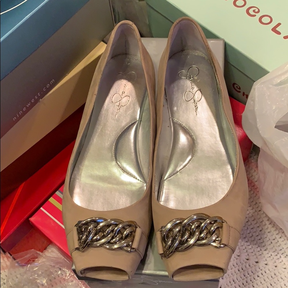 Jessica Simpson peep toe flats